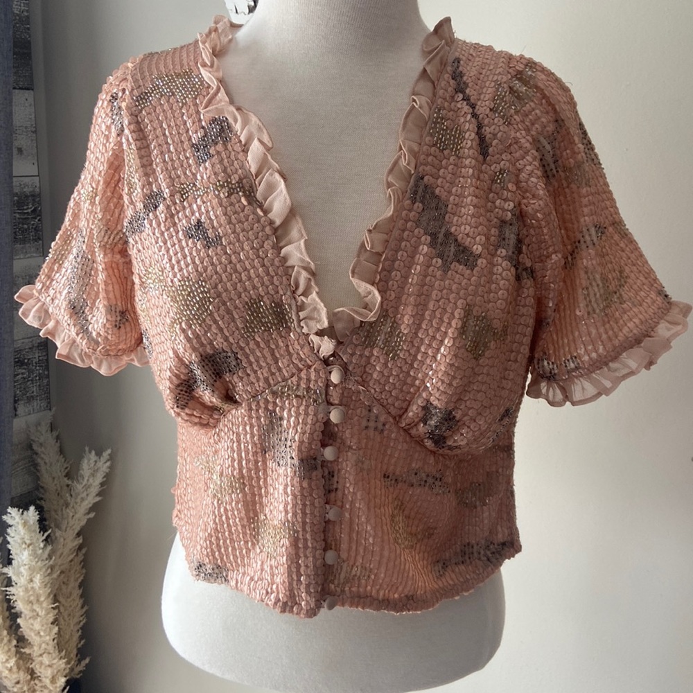 Anthropologie - Forever that Girl- sequin blouse. Never worn.